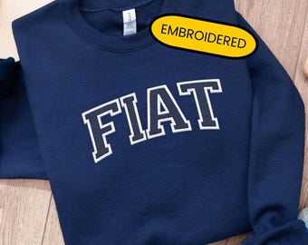 Embroidered Catholic Sweatshirt Fiat Varsity Style Catholic Crewneck Ave Maria Hail Mary Full Of Grace Sweater Let It Be Done Our Lady Shirt