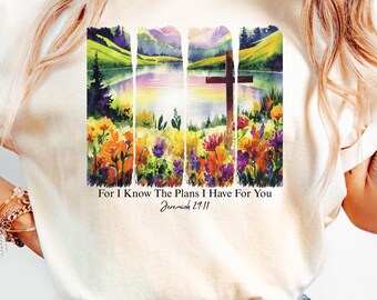Comfort Colors Christian T-Shirt: Brushstroke Floral Bible Verse