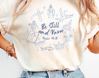 Comfort Colors Christian Doodle Shirt For Christians Bible Verse Shirt Whimsical Christian Tee Hand Drawn Christian Tshirt Jesus Tee