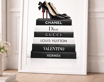 Designer Book Stack High Heels Print | Luxury Fashion Wall Art (Digital Download)