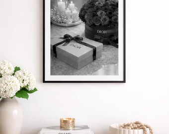 Impresión de arquitectura boutique de París, arte de moda en blanco y negro (descarga digital)