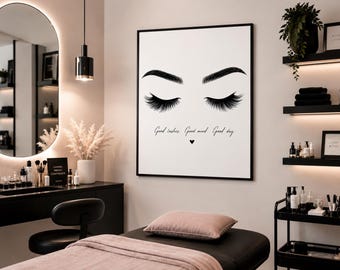 Lash Wall Art Printable, Eyelash Print, Beauty Salon Decor, Lash Tech Decor, Eyebrow Wall Art, Good Lashes Good Mood Good Day, Digital Downl
