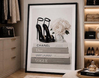 Designer Book Stack High Heels Print | Luxury Fashion Wall Art (Digital Download)