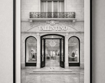 Impresión de arquitectura boutique de París, arte de moda en blanco y negro (descarga digital)