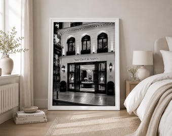 Paris Boutique Architecture Print, Black & White Fashion Art (Digital Download)