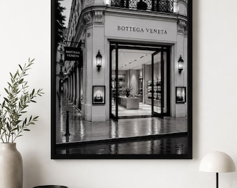 Paris Boutique Architecture Print, Black & White Fashion Art (Digital Download)