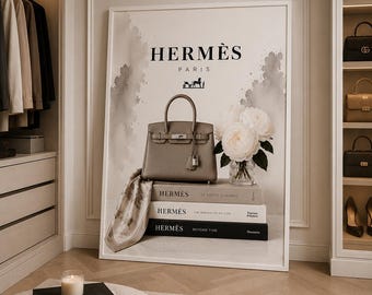 Designer Book Stack purse Print | Luxury Fashion Wall Art (Digital Download)