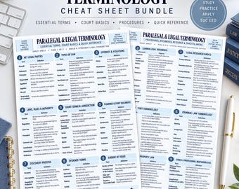 Paralegal Legal Terminology Cheat Sheet Bundle, Study Guide (PDF)