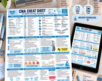 CNA Cheat Sheet Certified Nursing Assistant Vital Signs Patient Care Clinical Skills Study Guide
