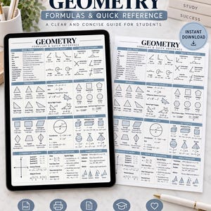 Geometry Formulas Cheat Sheet | Quick Reference Study Guide (PDF Download)