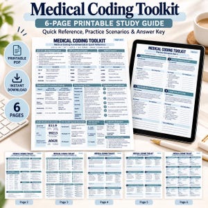Toolkit für medizinische Kodierung: 6-seitiger, druckbarer Leitfaden mit Übungsszenarien, Modifikatoren und Lösungsschlüssel