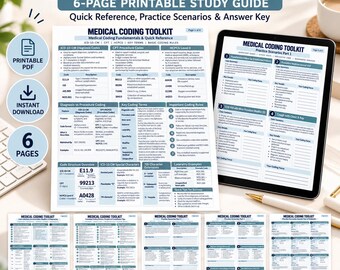 Medical Coding Toolkit 6 Page Printable Study Guide Practice Scenarios Modifiers Answer Key