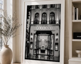 Paris Boutique Architecture Print, Black & White Fashion Art (Digital Download)