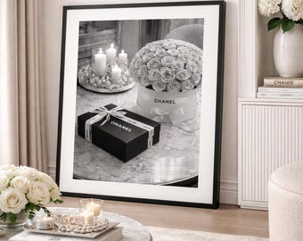 Paris Boutique Architecture Print, Black & White Fashion Art (Digital Download)