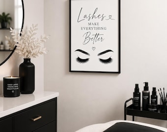 Lash Wall Art Printable, Eyelash Print, Beauty Salon Decor, Lash Tech Decor, Eyebrow Wall Art, Good Lashes Good Mood Good Day, Digital Downl