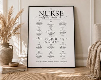 Nurse Wall Art Printable, Registered Nurse Gift, LVN,Medical Office Decor, Work of Heart Quote, Healthcare Graduation Gift, Digital Download