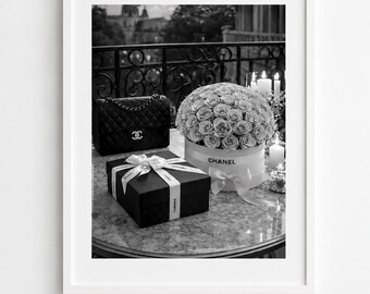 Paris Boutique Architecture Print, Black & White Fashion Art (Digital Download)