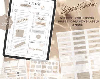 Minimalist Digital Planner Stickers | Neutral Beige, GoodNotes, iPad (PNG Download)