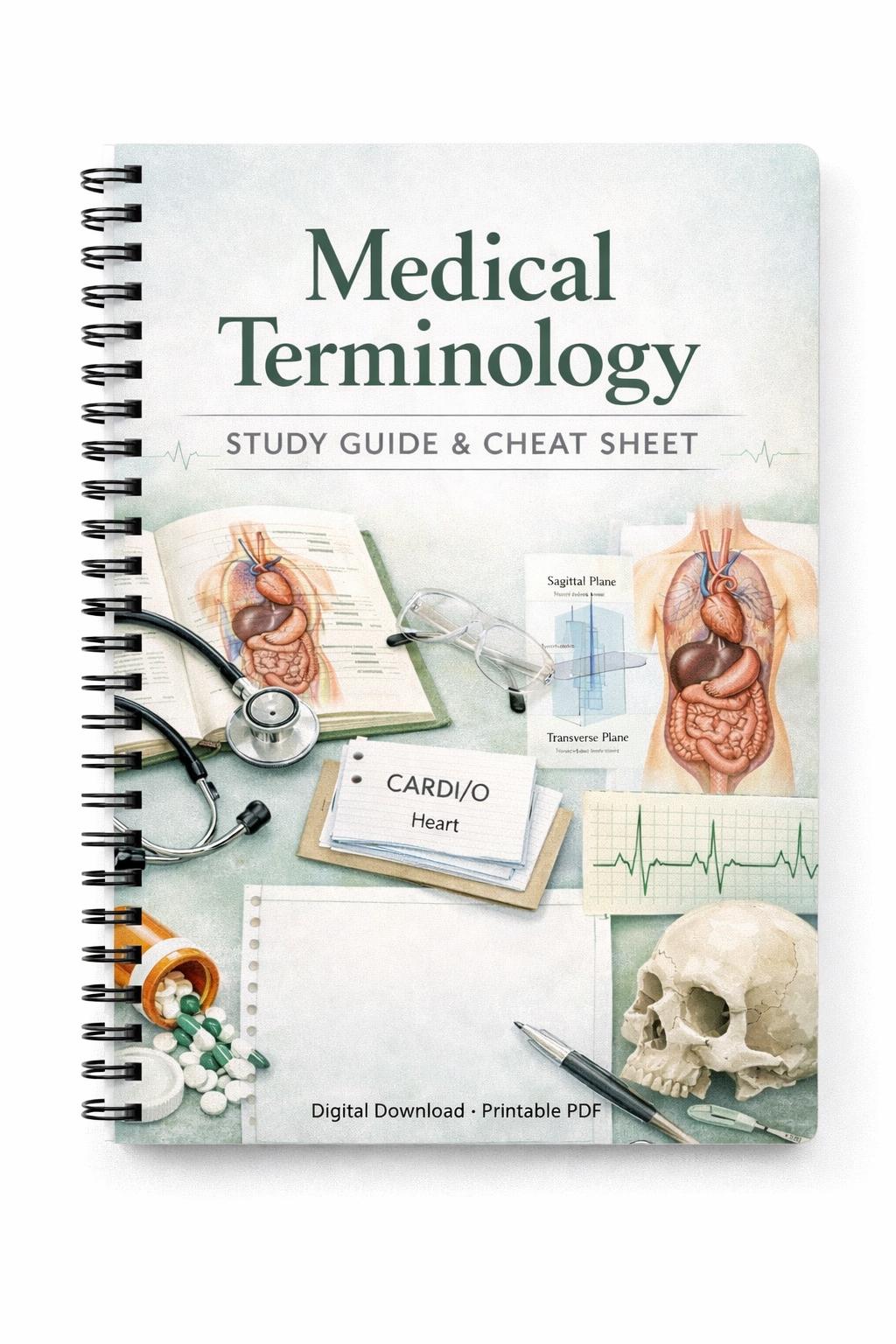 Medical Study Guide Medical Terminology & All Body Systems Study Guide Cheat Sheet ...