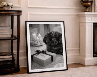Paris Boutique Architecture Print, Black & White Fashion Art (Digital Download)