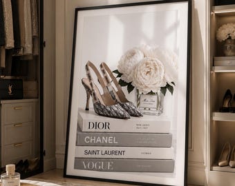 Designer Book Stack High Heels Print | Luxury Fashion Wall Art (Digital Download)