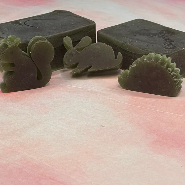 Green Fresh Cut Grass Scented Handmade Glycerin Soaps in Critter shapes