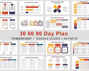 Custom PowerPoint, Keynote, Google Slides 30 60 90 Day Plan Template, 30 60 90 day plan template powerpoint, 30 60 90 template, 30 60 90 day