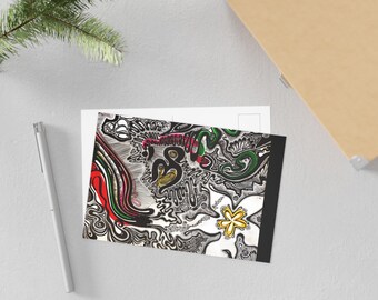 Abstract Doodle Floral Art Postcards | Fine Art Postcards