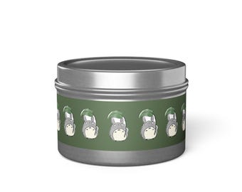 Totoro with Leaf Umbrella Tin Candle | Studio Ghibli Inspired Soy Candle