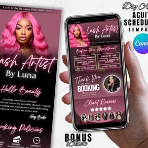 Lash Tech Acuity Scheduling Template, Lash Tech Branding, Lash Tech Website, Canva Template,Minimal Pink Booking Site, Acuity Template Canva