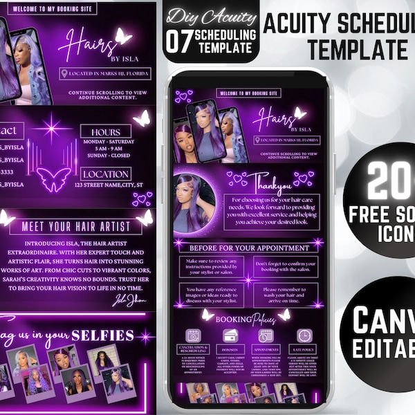 07 DIY Acuity Site - Acuity Scheduling Template Hairstylist - Canva Template - Hair Business Website - Hair Artist - Hair Acuity Template