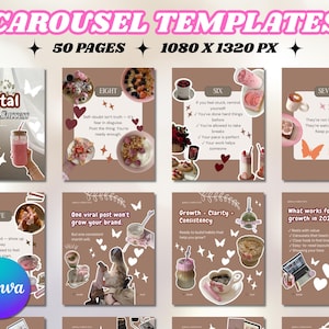 Trending Carousel Templates with Cut-Outs | Aesthetic Social Media Templates for Faceless Creators & Etsy Sellers, Carousel sets, Instagram