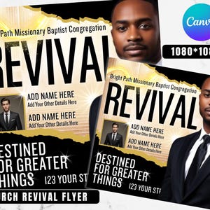 Church Revival Flyer Template, Editable Canva Design, Worship Event, Church Event Flyer, Digital Download