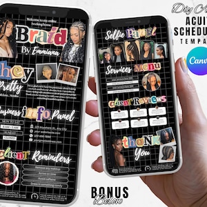 White & Black Braider Acuity Scheduling Template | Braider Branding | Braider Website | Canva Templates | Black and White Acuity
