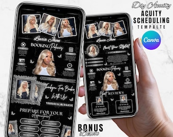 Acuity Booking, Canva Template, Booking Website Template, Editable, Acuity Template, Booking Site Template, Lash Tech, Hairstylist, NailTech
