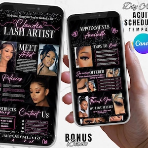 Acuity Scheduling Template, Pink Acuity Scheduling Website Lash Tech, Hair Stylist Branding, Nail Tech, Braider, Makeup Art, Canva Templates