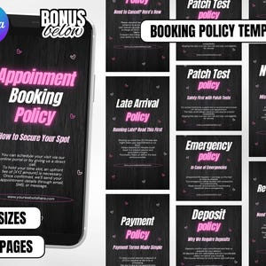 Canva Booking Policy Template: Hair, Lash, Nail Tech (PDF Download)