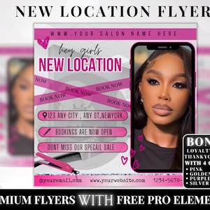 Neues Standort Template, Neuer Standort DIY Canva Flyer, Standortwechsel Vorlage, Neues Business Standort DIY Template, Neuer Salon Standort Flyer