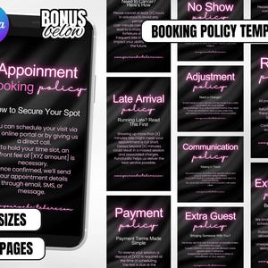 Canva Booking Policy Template: Hair, Lash, Nail Tech Instagram Posts (Digital Download)