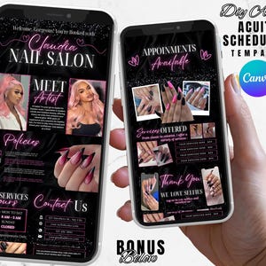 Black and Pink Acuity Scheduling Template for Nails Artist, Lash Techs and MUAs, Hairstylist Scheduling Website, DIY Booking Site Canva