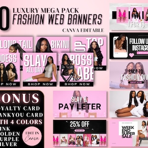 DIY Web Banners Set, 30 Website Banners, Website section banners, Gold and Black Web Banners, Shopify Web Canva Templates