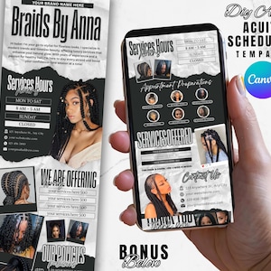 White & Black Braider Acuity Scheduling Template | Braider Branding | Braider Website | Canva Templates | Black and White Acuity