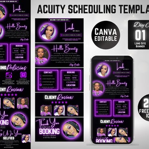 Acuity Scheduling Template Lash Tech Branding, Pink Black Boking Site for Lash Tech, Template Canva, Editable Lash Tech Booking Web Banners
