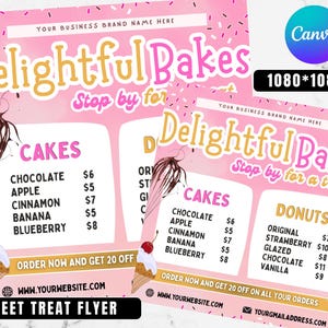 Bakery Flyer, Sweet Treats Flyer, Bake Sale Flyer, Dessert Flyer, Bake Shop Flyer, Pastry Flyer, Cake Business Flyer