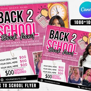 Back To School Flyer, Back to school sale flyer, Back to school Hair flyer, DIY canva template, Back 2 School Flyer, Braid Special Flyer