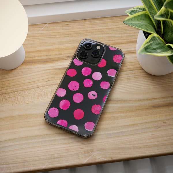 Pink Polkadot Phone Case | Clear Cases | iPhone Case | Samsung Galaxy Case