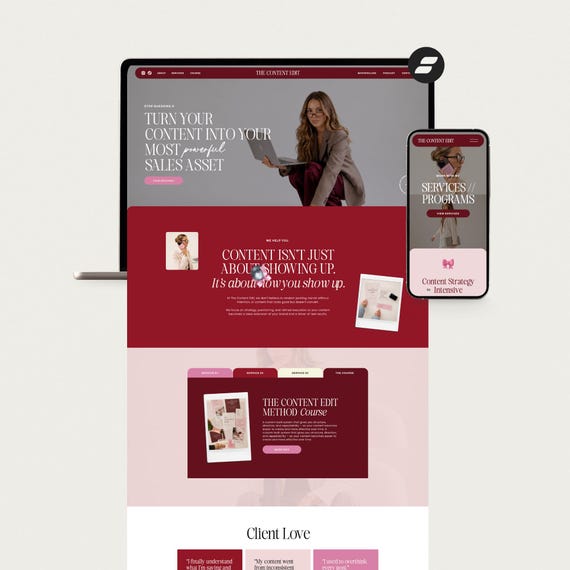 Showit Website Template for Content Creators & Online Coaches | Minimal, Editorial, Strategic | Podcast, Course, Services Pages Included