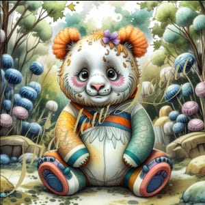 Leeuwin, feniks, draak, oceaan, panda, wit hert | Bundel digitale kunst met grillige natuur | Kleurrijk png-bestand in hoge resolutie | Afdrukbare muurkunst