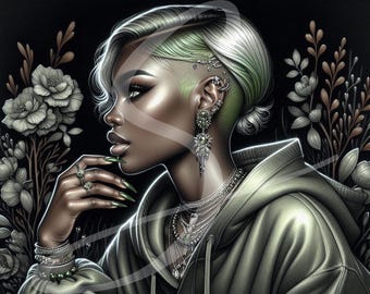 African American Clipart | Black Girl Digital Art | PNGs for Print-On-Demand & DIY Projects