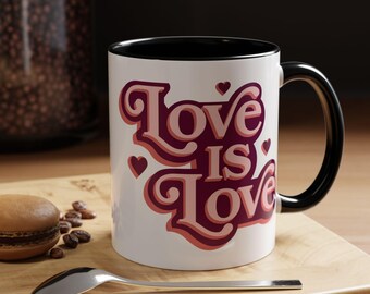 Retro liefde is liefde koffiemok | Groovy typografieaccent